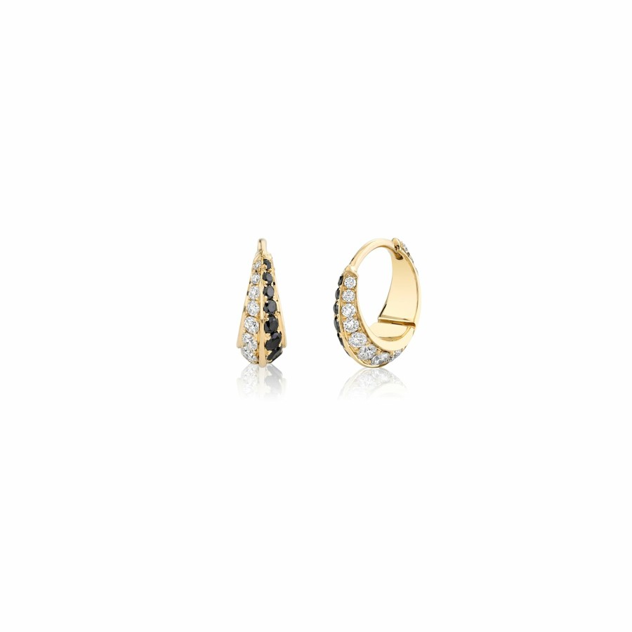 Earrings Lizzie Mandler | Small Crescent Hoops With Othello Pave