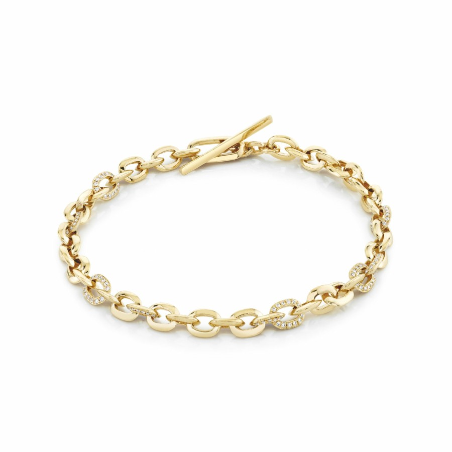 Bracelets Lizzie Mandler | Xs Link Bracelet With 9 Pave Diamond Links