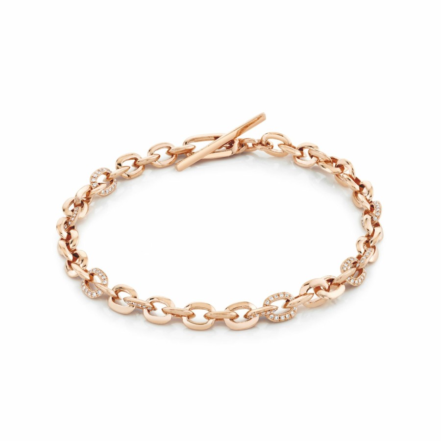 Bracelets Lizzie Mandler | Xs Link Bracelet With 9 Pave Diamond Links