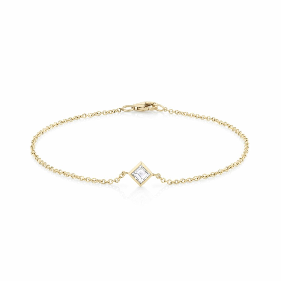 Bracelets Lizzie Mandler | Petite Carre Diamond Bezel Solitaire Bracelet