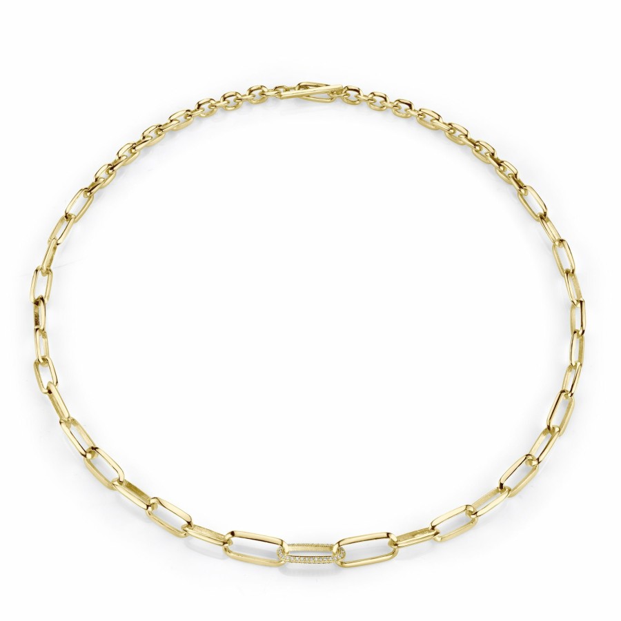 Ready To Ship Lizzie Mandler | Graduated Choker With Pave Center Yellow Gold / White Diamonds