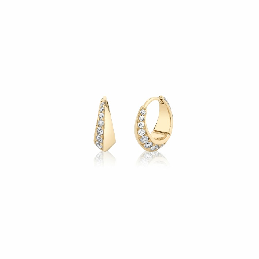 Earrings Lizzie Mandler | Small Pave Crescent Hoop