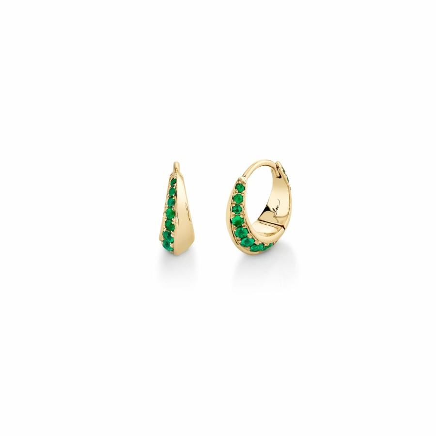 Earrings Lizzie Mandler | Small Pave Crescent Hoop