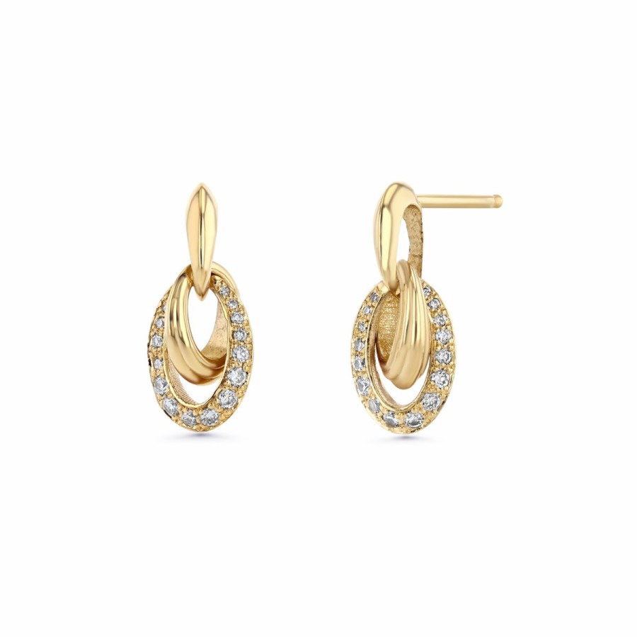 Ready To Ship Lizzie Mandler | Crescent Link Drop Earrings Yellow Gold