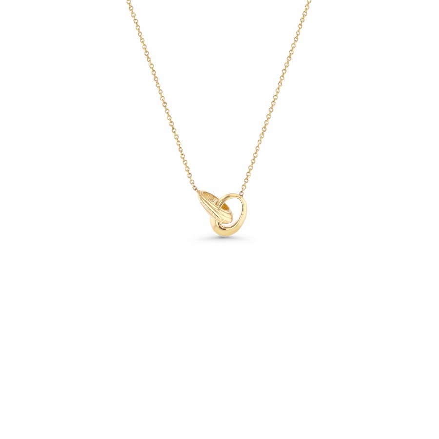 Ready To Ship Lizzie Mandler | Micro Crescent Linked Necklace Yellow Gold / Fluted