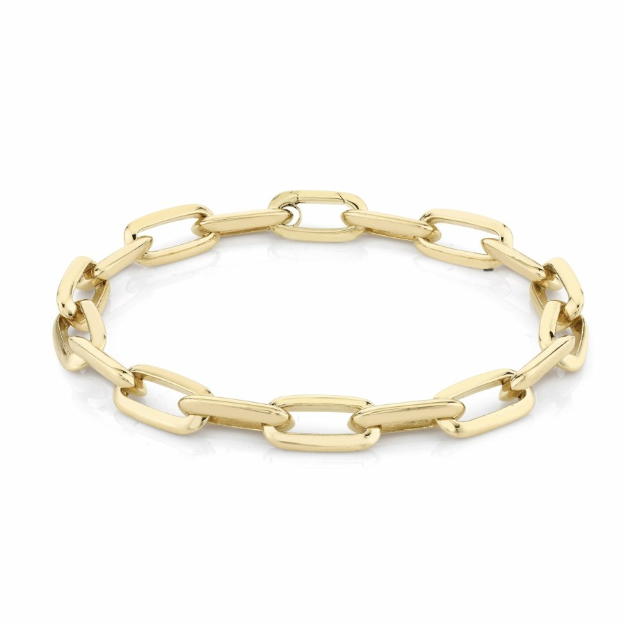 Ready To Ship Lizzie Mandler | Chubby Xl Link Knife Edge Chain Bracelet With Clip Clasp Yellow Gold"