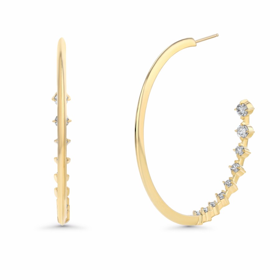 Ready To Ship Lizzie Mandler | Large Knife Edge Eclat Hoops Yellow Gold