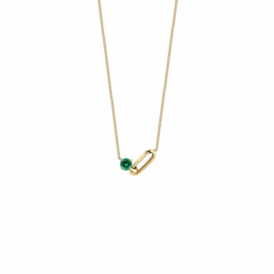 Ready To Ship Lizzie Mandler | Og Link And Emerald Necklace Yellow Gold