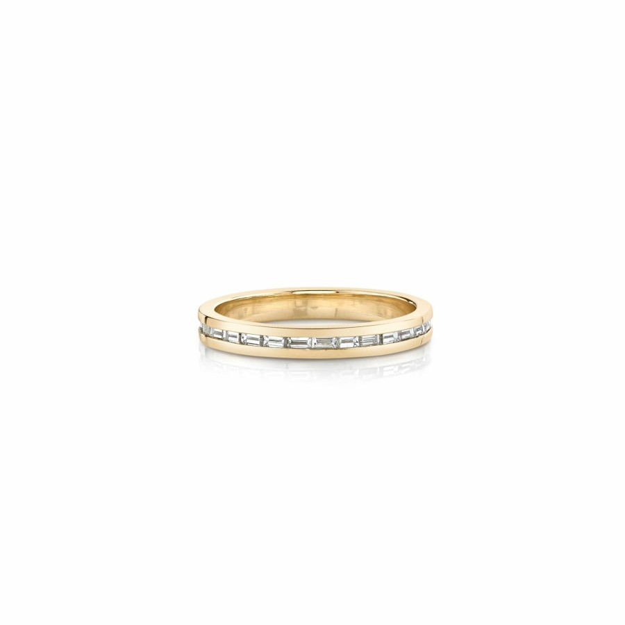 Ready To Ship Lizzie Mandler | Petite Baguette Eternity Band Yellow Gold / White Diamond