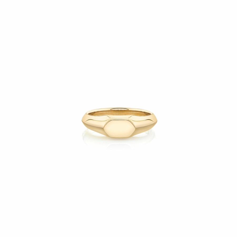 Ready To Ship Lizzie Mandler | Knife Edge Signet Ring Yellow Gold