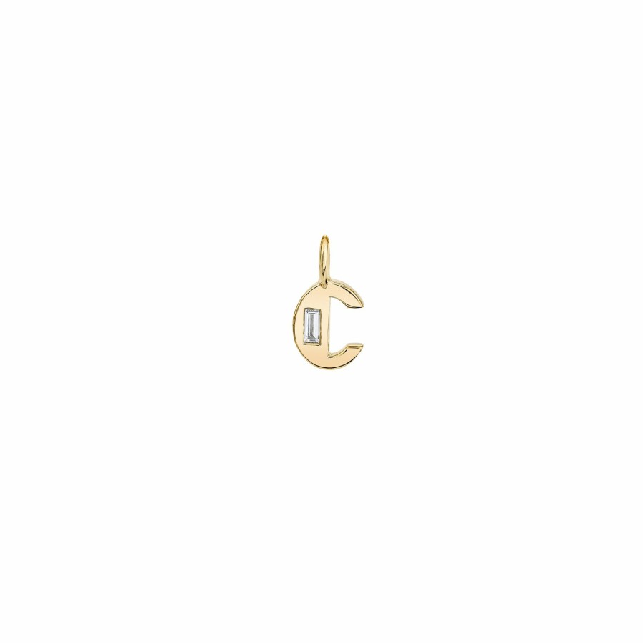 Ready To Ship Lizzie Mandler | Petite Deco Initial Charm With Diamond