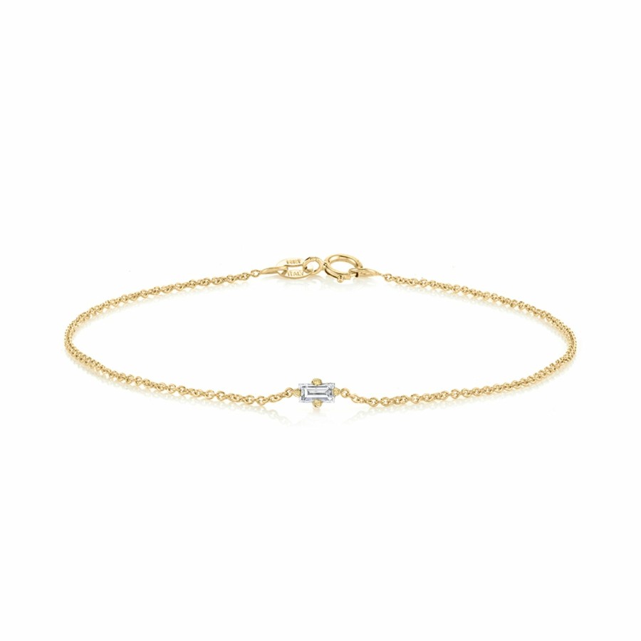 Ready To Ship Lizzie Mandler | White Diamond Baguette Floating Bracelet Yellow Gold / White Diamond / Baguette