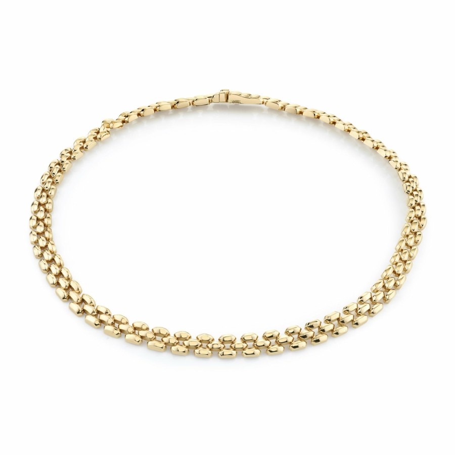 Ready To Ship Lizzie Mandler | Three Row Cleo Necklace Yellow Gold