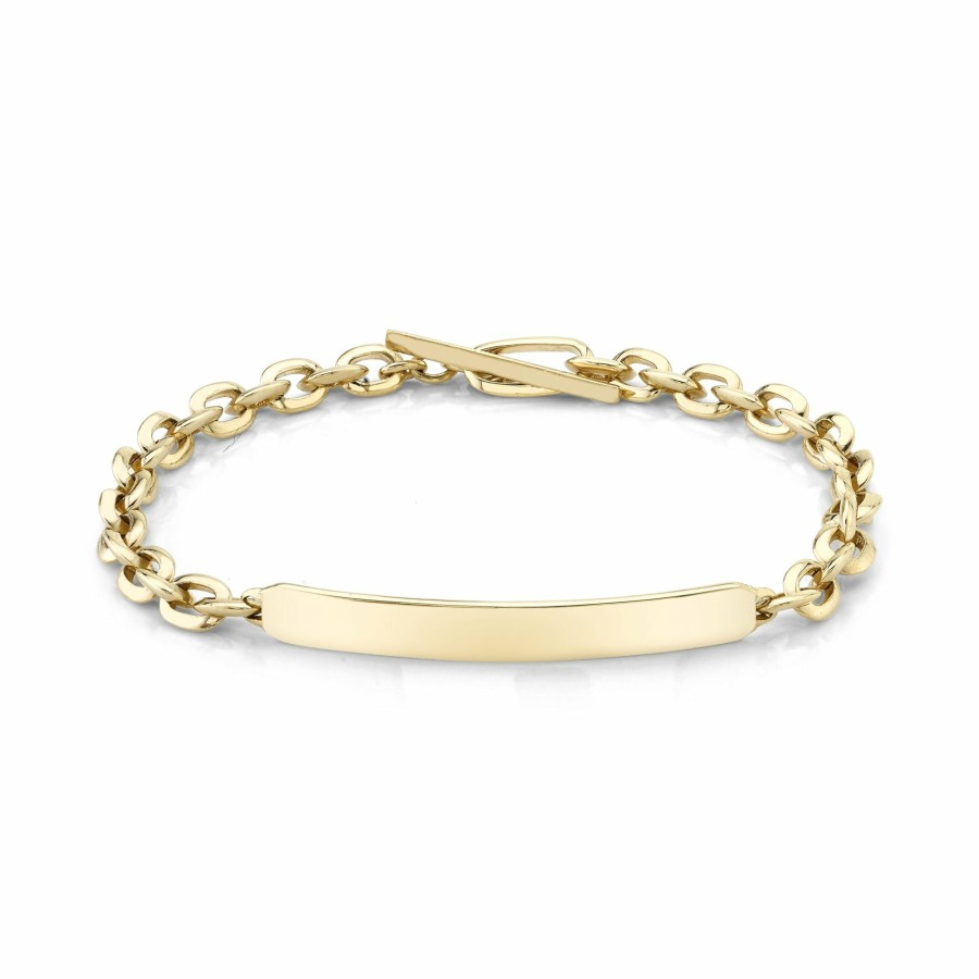 Ready To Ship Lizzie Mandler | Petite Id Bracelet 8"Length Yellow Gold"