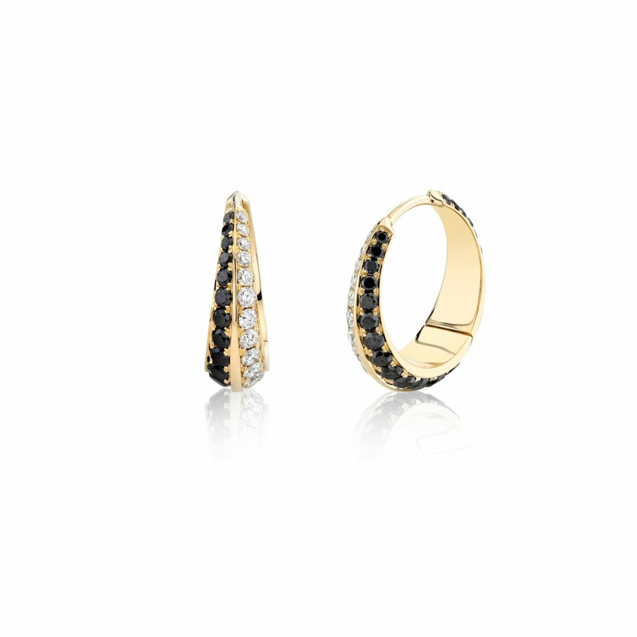 Ready To Ship Lizzie Mandler | Large Crescent Hoops With Othello Pave Yellow Gold / Othello