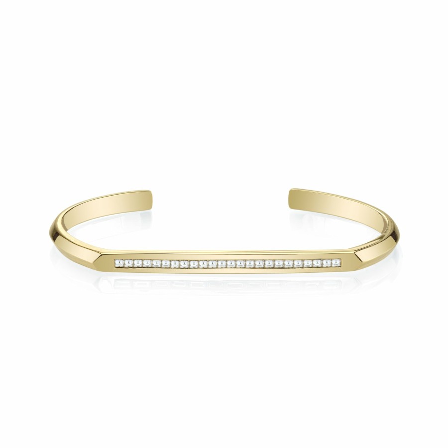 Ready To Ship Lizzie Mandler | Carre Knife Edge Flat Top Cuff Yellow Gold