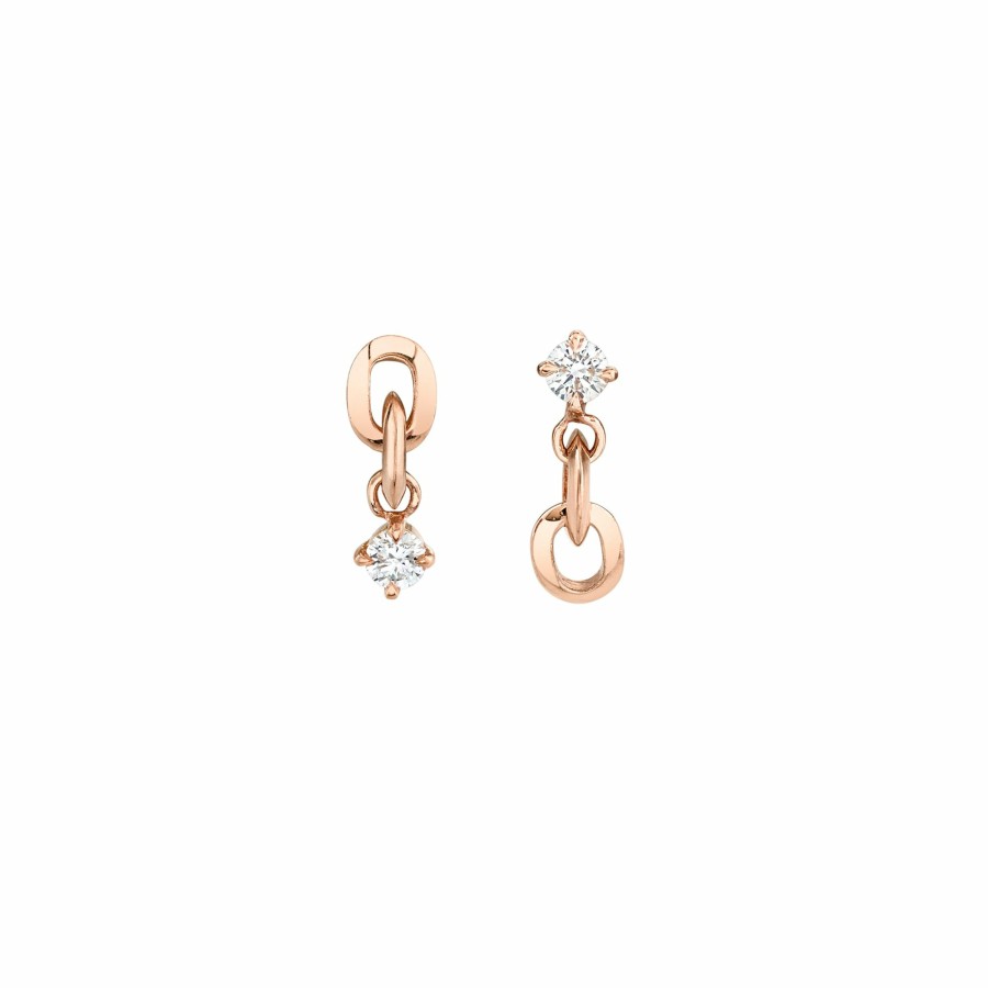 Earrings Lizzie Mandler | Alternating Xs Link And White Diamond Drop Earrings