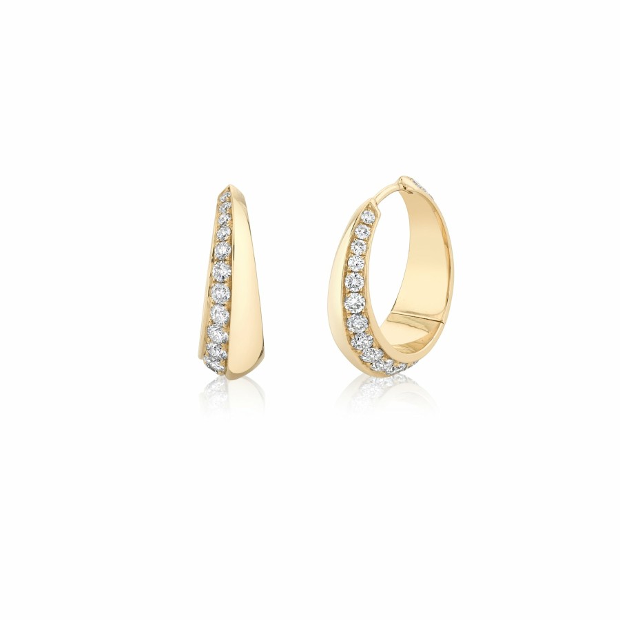 Earrings Lizzie Mandler | Large Pave Crescent Hoop