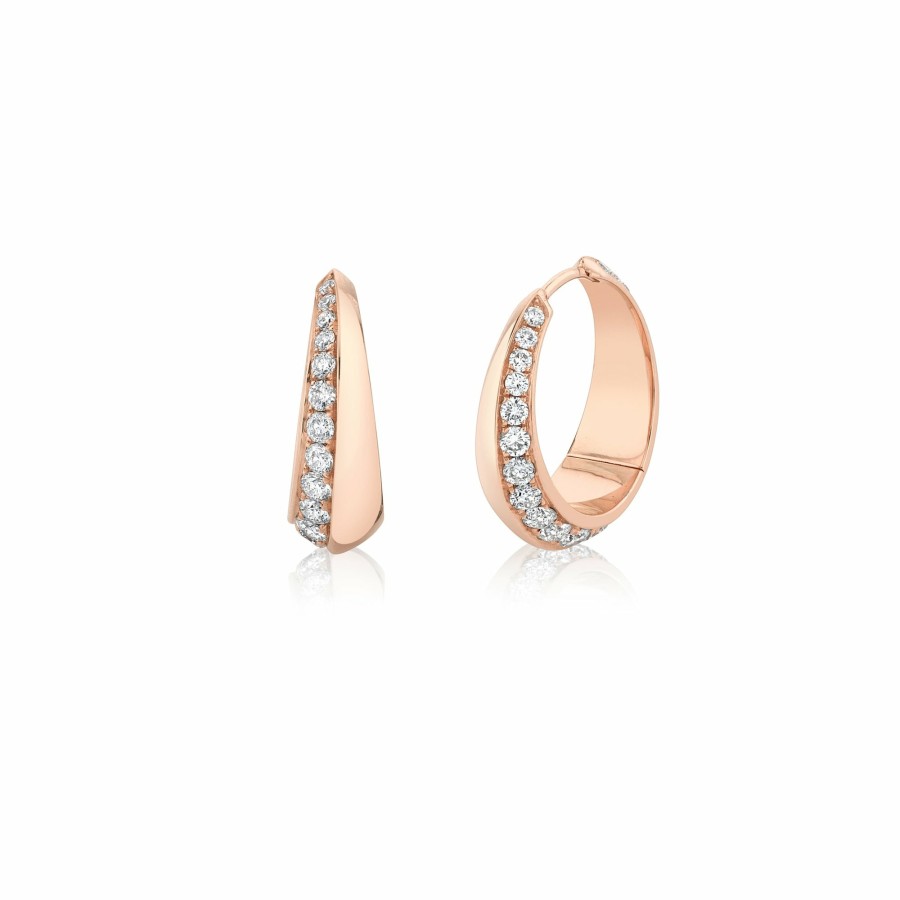 Earrings Lizzie Mandler | Large Pave Crescent Hoop