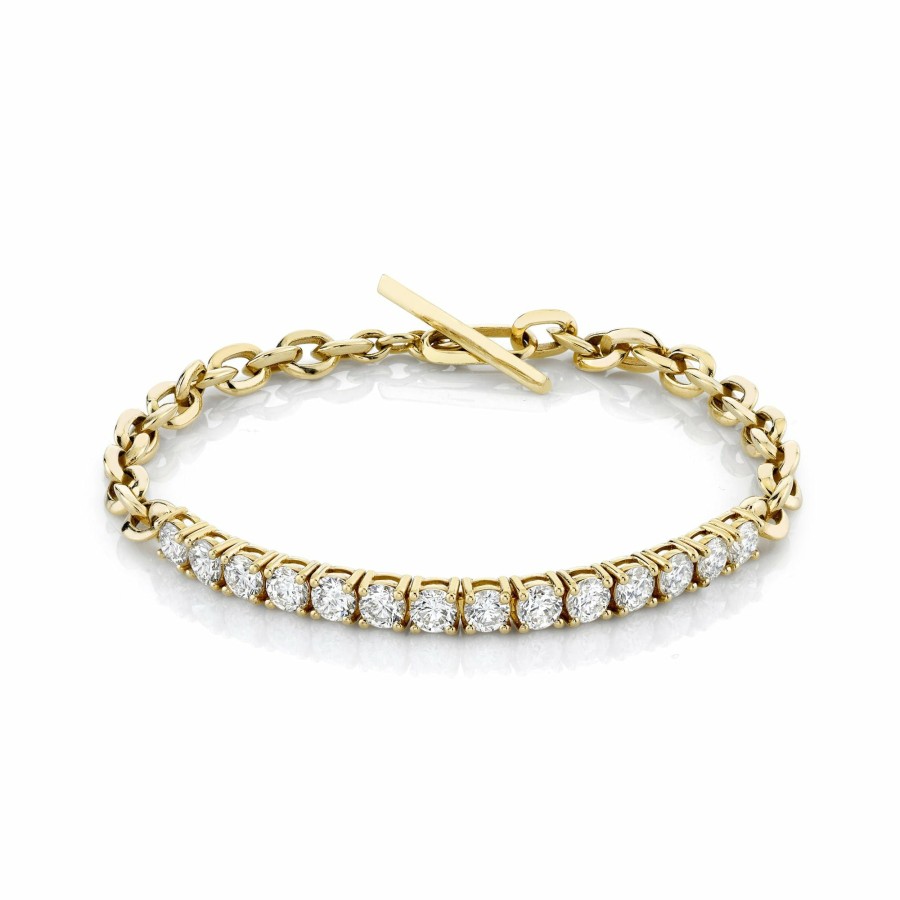 Ready To Ship Lizzie Mandler | Xs Knife Edge And Tennis Link Bracelet Yellow Gold