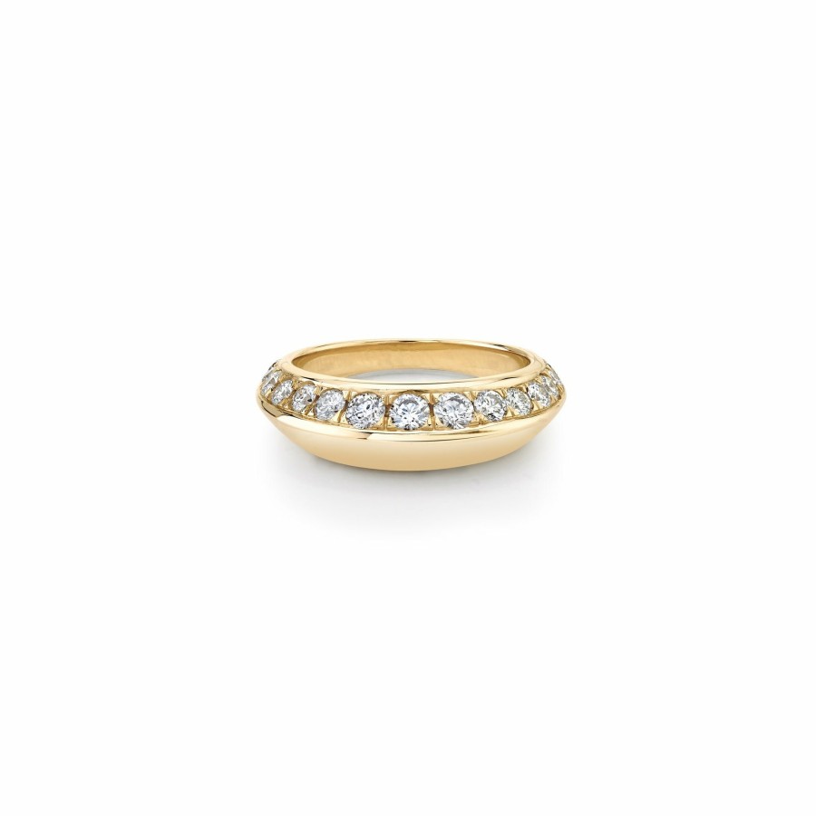 Ready To Ship Lizzie Mandler | Pave Crescent Ring Yellow Gold / White Diamond