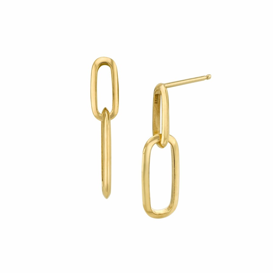 Ready To Ship Lizzie Mandler | Double Knife Edge Drop Earrings Yellow Gold