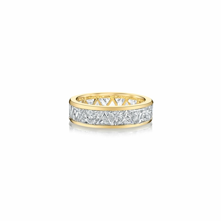 Ready To Ship Lizzie Mandler | Alternating Trillion Eternity Band Yellow Gold